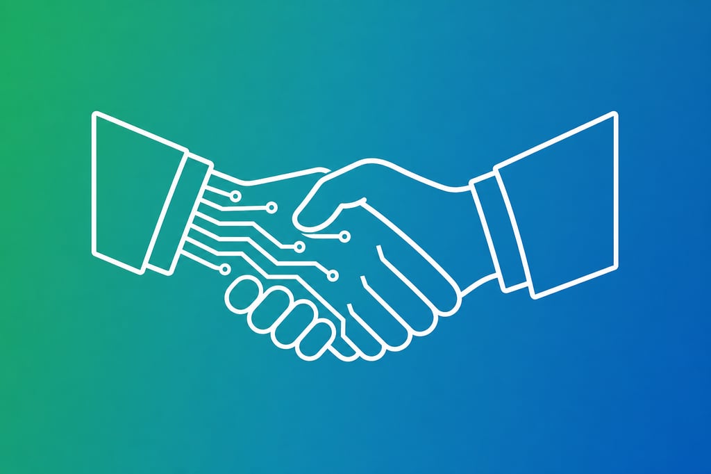 AI Doctor Hands Shaking on Gradient Background