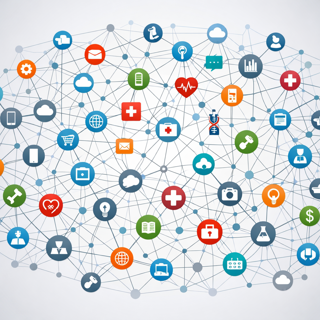 Network Graph with Healthcare Icons and Interconnected Concepts-3